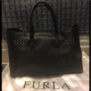 Furla Black Perforated Tote Bag